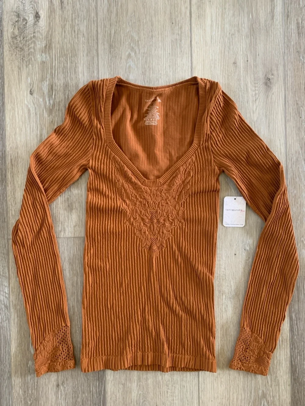 FREE PEOPLE Dynamic Duo Ribbed Long Sleeve NWT Smoked Topaz Brown